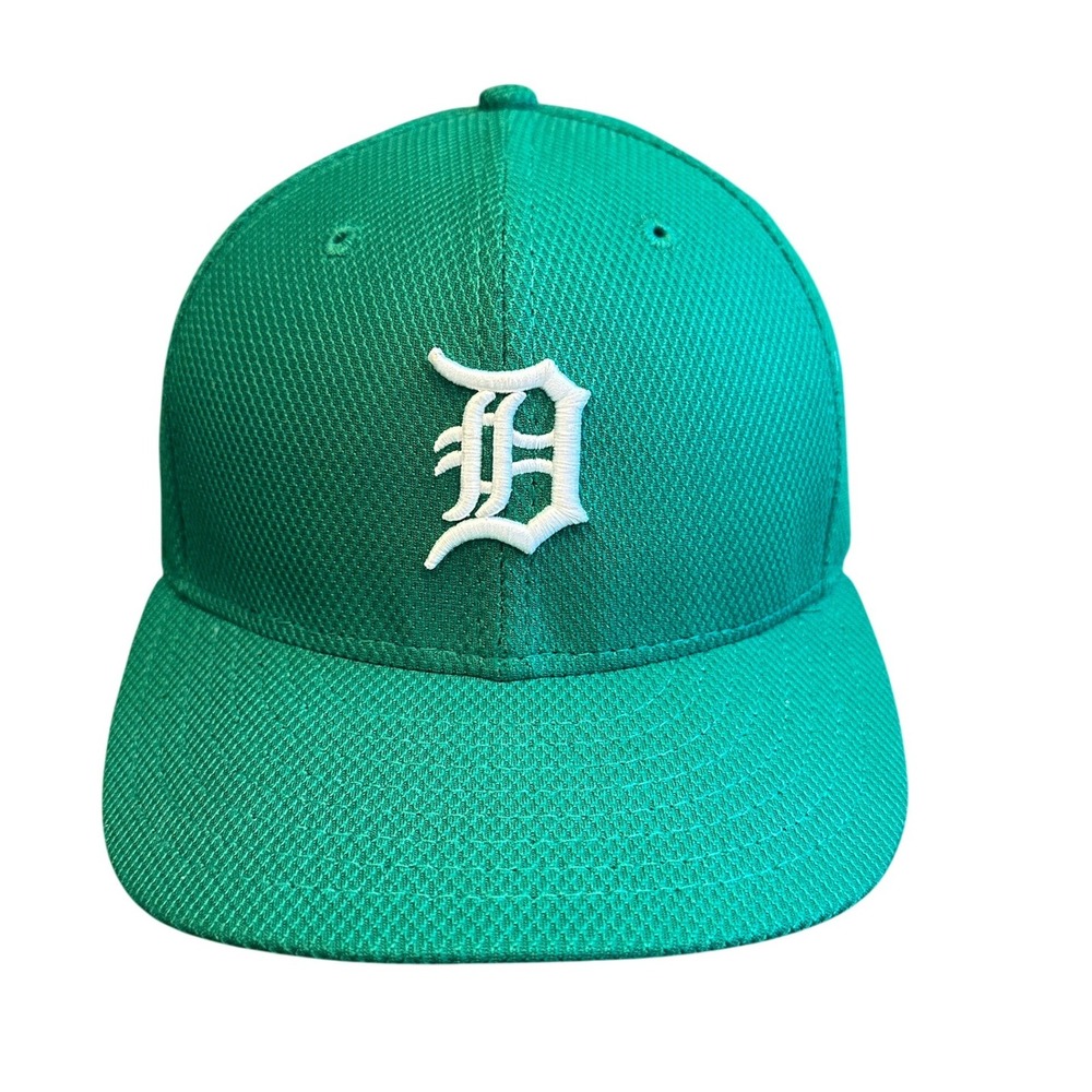 Vtg Detroit Tigers New Era 59FIFTY Fitted Hat Cap 7 1/4 Green Made in USA